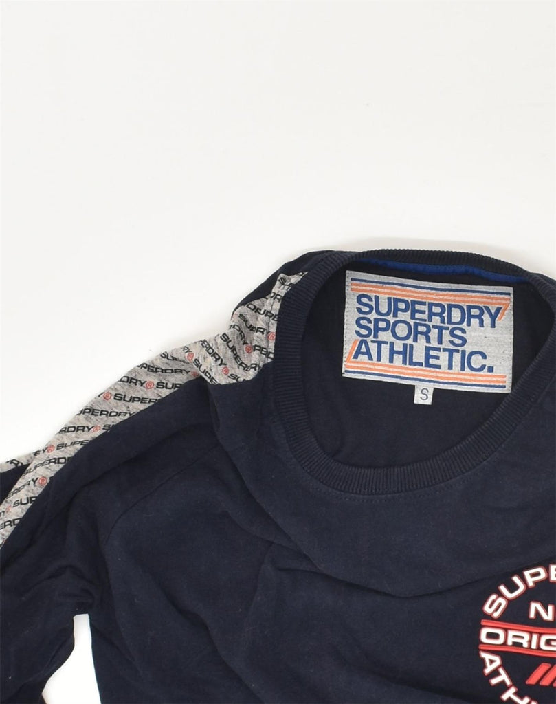 SUPERDRY Mens Graphic Top Long Sleeve Small Navy Blue Cotton | Vintage Superdry | Thrift | Second-Hand Superdry | Used Clothing | Messina Hembry 