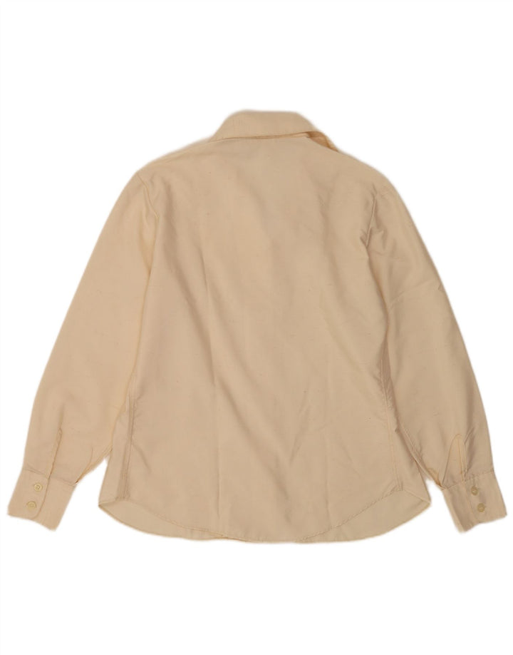 Vintage Womens Shirt Blouse UK 12 Medium Off White Polyamide