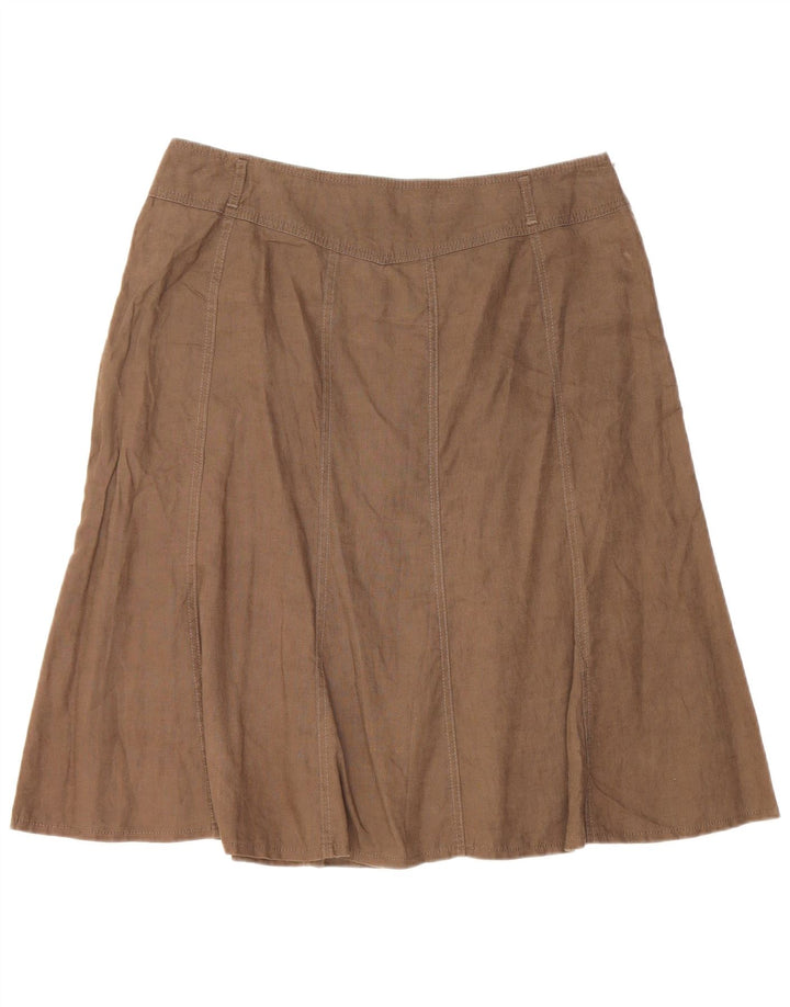 Marks & Spencer Womens Flared Skirt UK 16 Large W32 Brown Linen