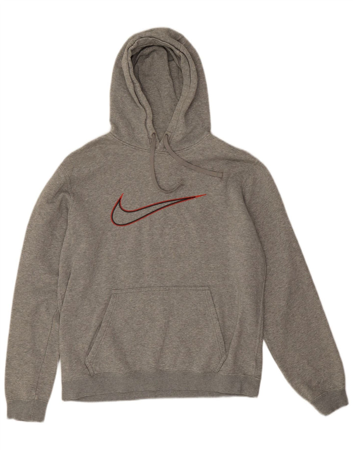Nike Mens Graphic Hoodie Jumper Medium Grey Flecked Cotton