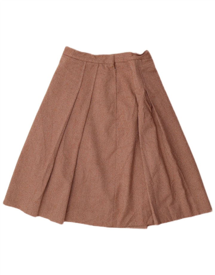 Vintage Womens Pleated A-Line Skirt W26 Small Brown