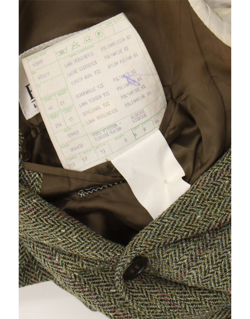 FERAUD Mens 3 Button Blazer Jacket IT 54 2XL Green Striped Wool Vintage Feraud and Second-Hand Feraud from Messina Hembry 