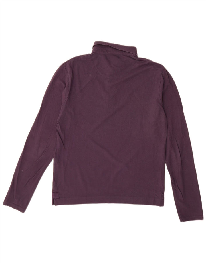 DKNY Mens Long Sleeve Polo Shirt Medium Purple Cotton