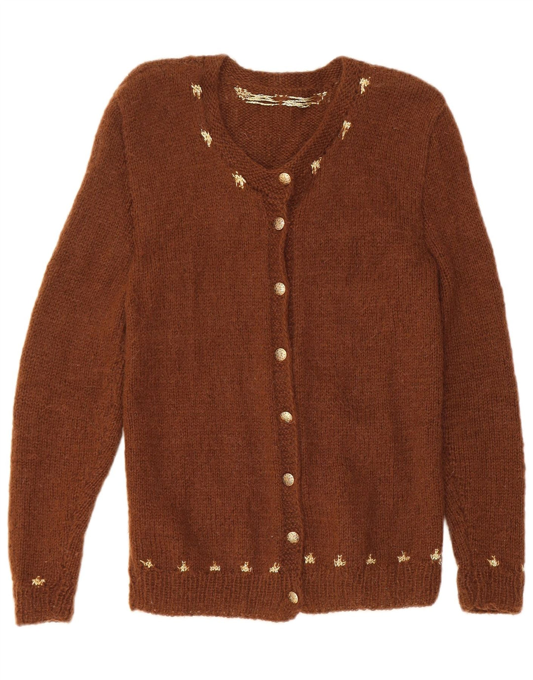 VINTAGE Womens Cardigan Sweater UK 8 Small Brown