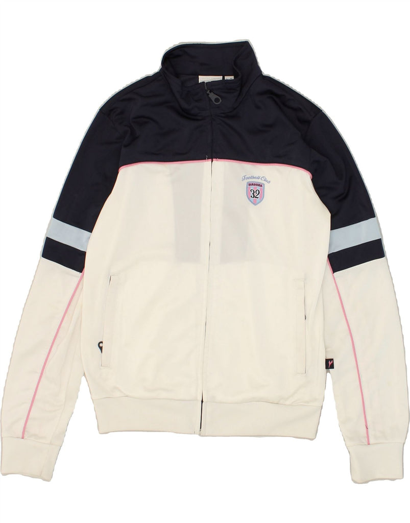 DIADORA Womens Tracksuit Top Jacket UK 10 Small White Colourblock | Vintage Diadora | Thrift | Second-Hand Diadora | Used Clothing | Messina Hembry 