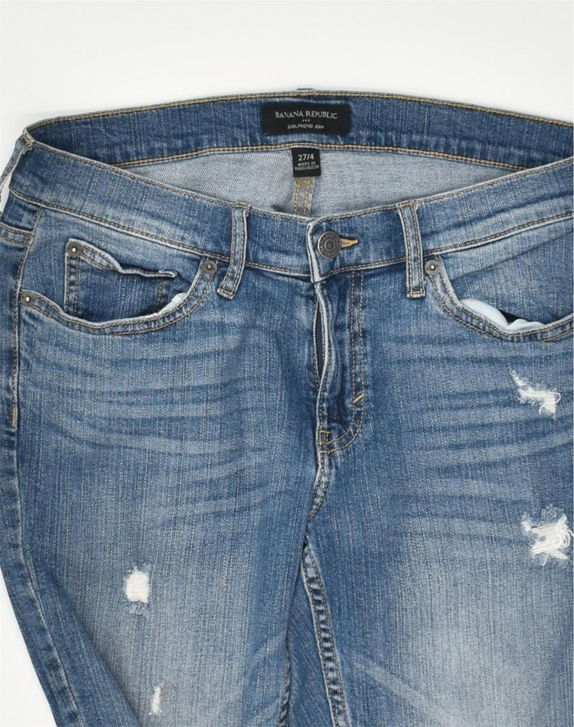 BANANA REPUBLIC Womens Girlfriend Distressed Skinny Jeans W27 L27  Blue | Vintage Banana Republic | Thrift | Second-Hand Banana Republic | Used Clothing | Messina Hembry 