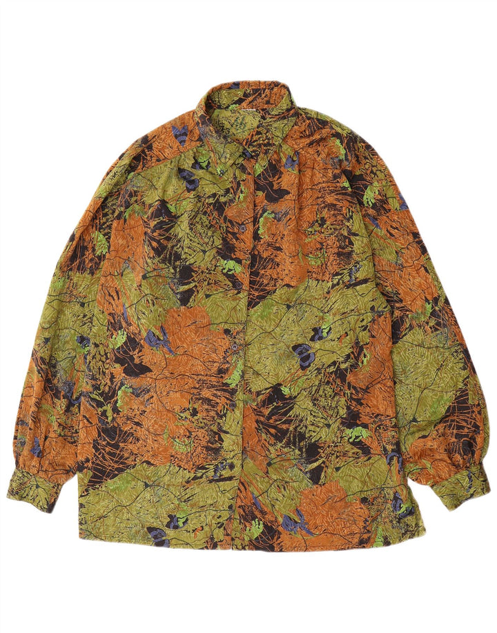Vintage Womens Abstract Pattern Shirt Blouse UK 16 Large Green