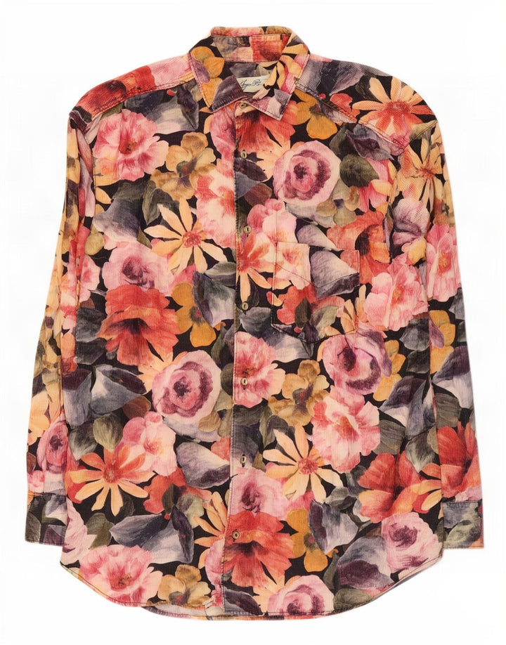 Ingro Rose Mens Corduroy Shirt Large Multicoloured Floral