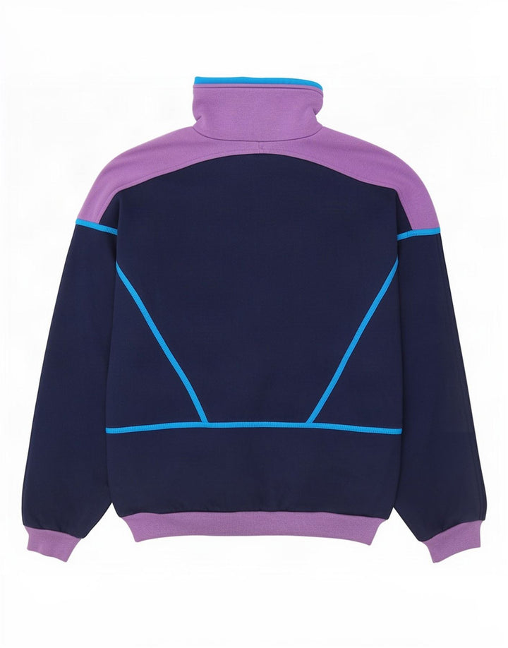 Lotto Mens Zip Neck Sweatshirt Jumper Large Navy Blue Colourblock Polyester