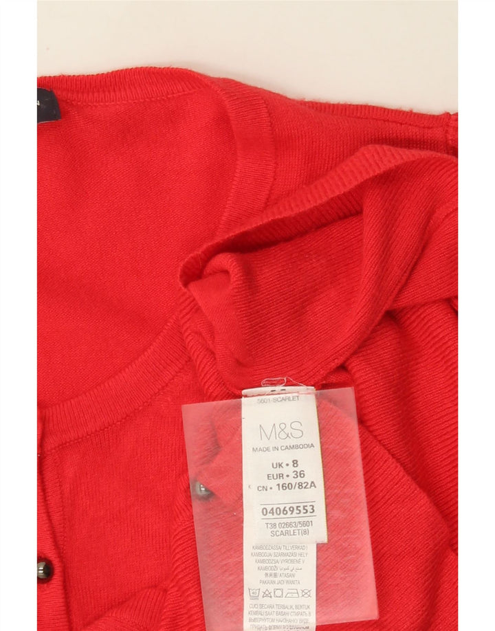 Marks & Spencer Womens Cardigan Sweater UK 8 Small Red Viscose