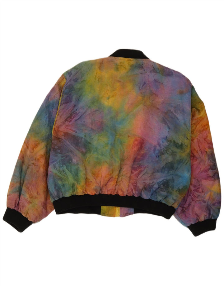 Vintage Womens Bomber Jacket IT 42 Medium Multicoloured Tie Dye Polyamide
