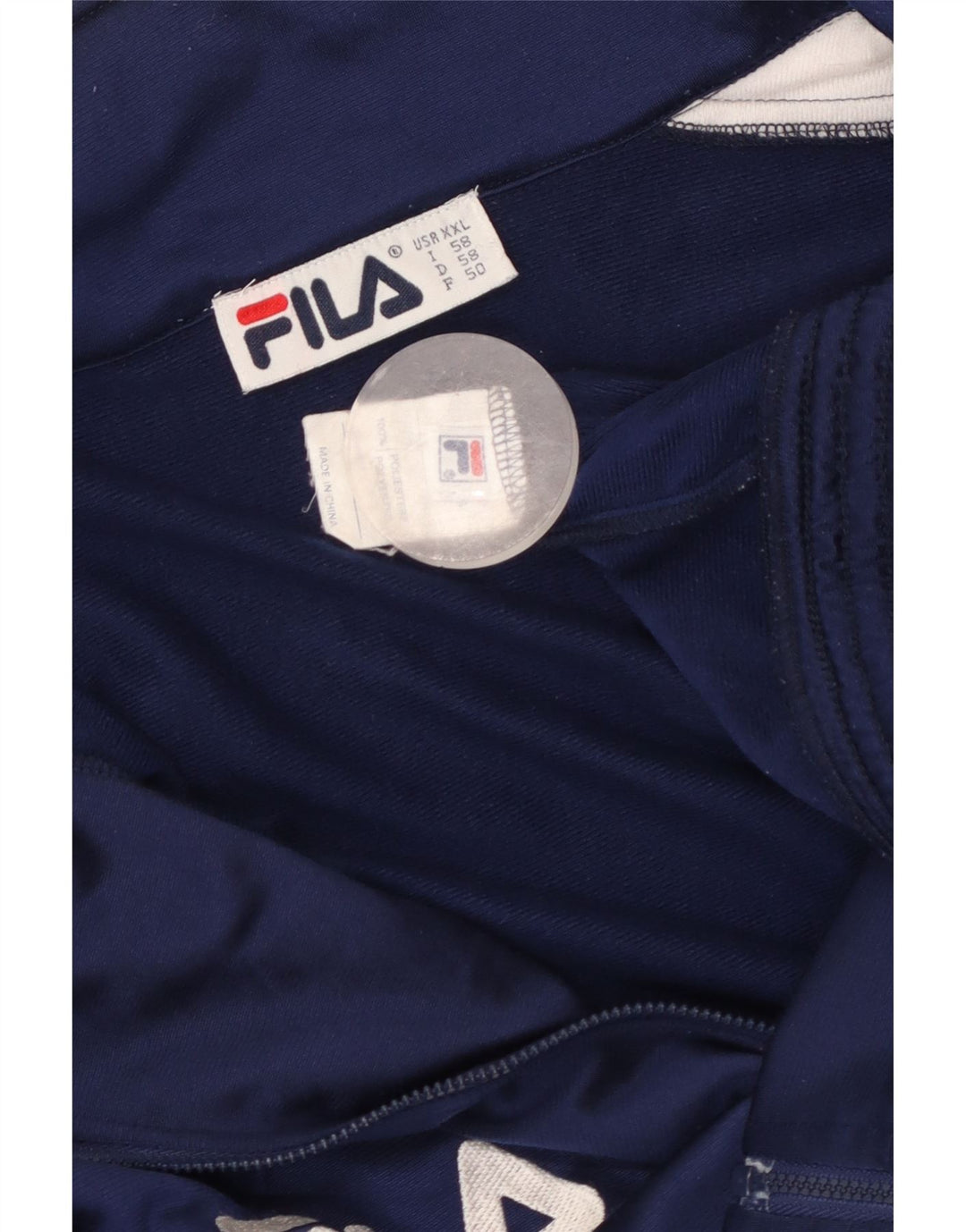 FILA Mens Graphic Tracksuit Top Jacket 2XL Navy Blue Colourblock Polyester