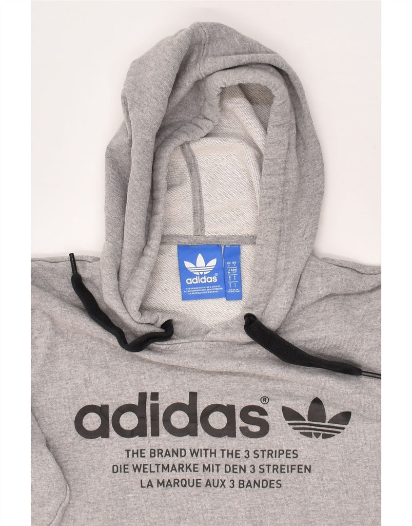 ADIDAS Mens Graphic Hoodie Jumper Small Grey Cotton | Vintage Adidas | Thrift | Second-Hand Adidas | Used Clothing | Messina Hembry 