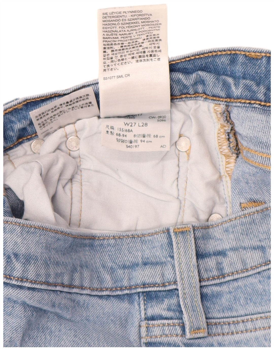 Levi's Womens 501 Straight Jeans W27 L28 Blue Cotton