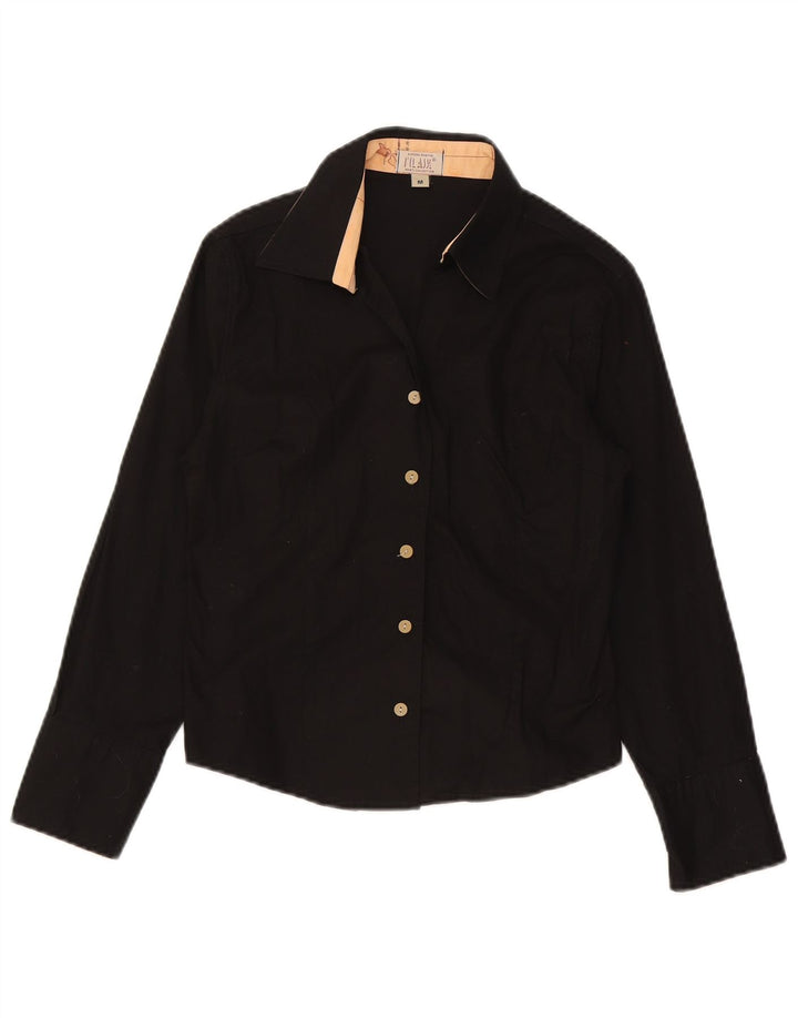 ALVIERO MARTINI Womens Shirt UK 12 Medium Black Cotton