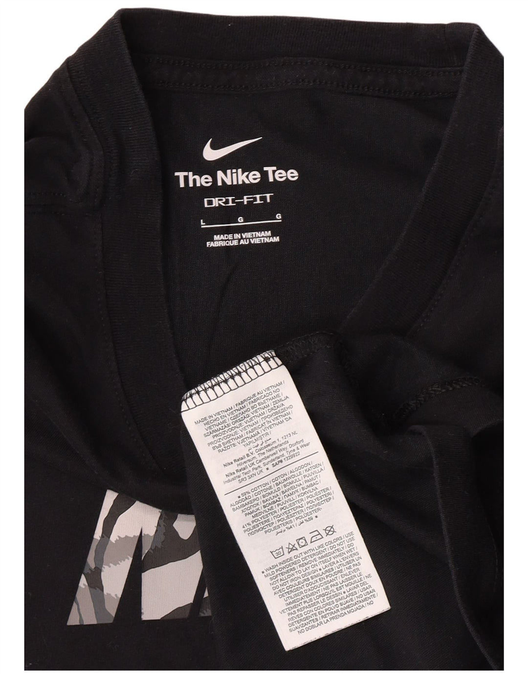 Nike Mens Dri Fit Graphic T-Shirt Top Large Black Cotton