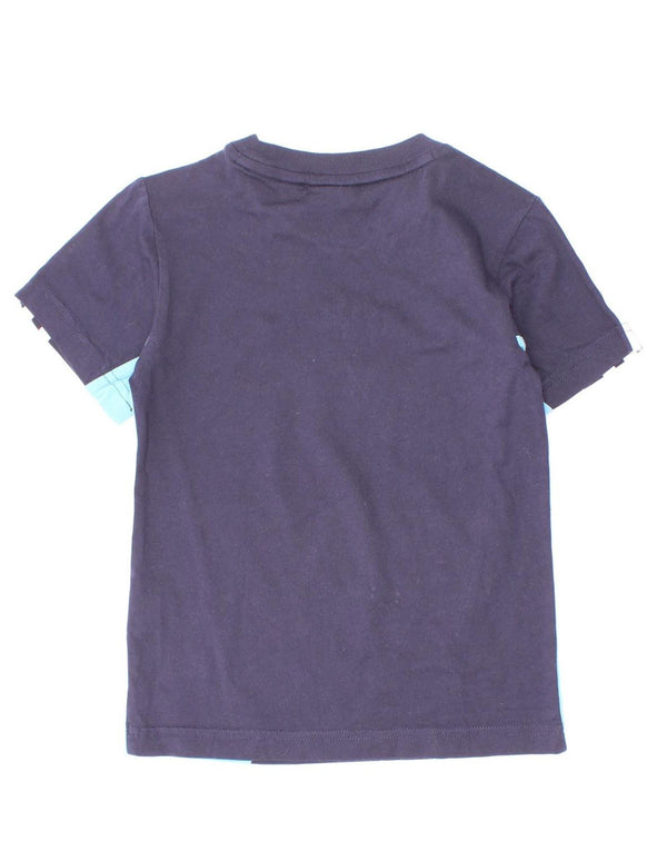 Adidas Boys T-Shirt Top 3-4 Years Navy Blue Colourblock Cotton