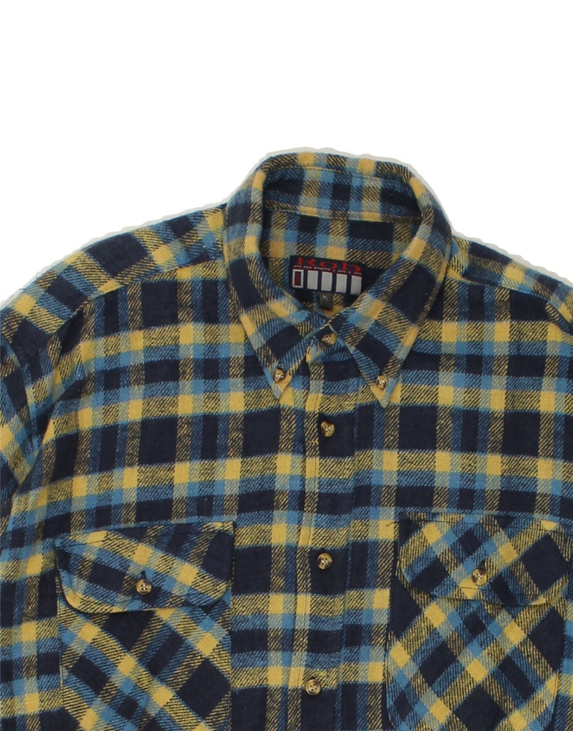 VINTAGE Mens Flannel Shirt XL Navy Blue Plaid Cotton Vintage Vintage and Second-Hand Vintage from Messina Hembry 