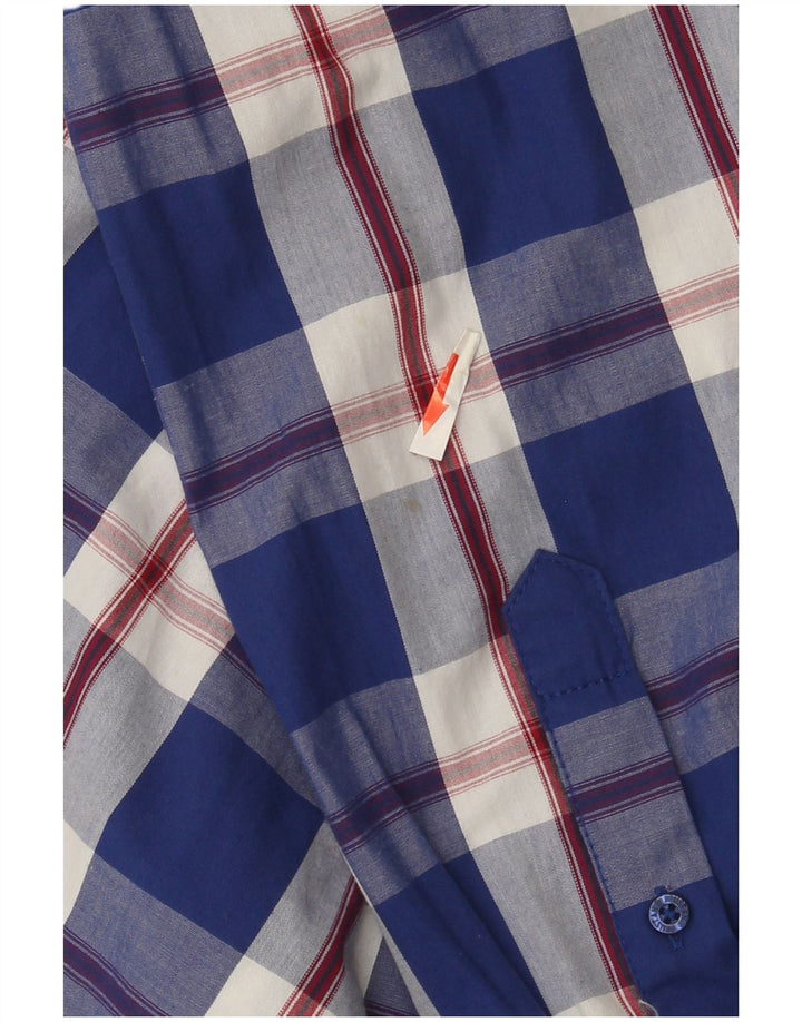 Mustang Mens Slim Fit Shirt Small Blue Check Cotton