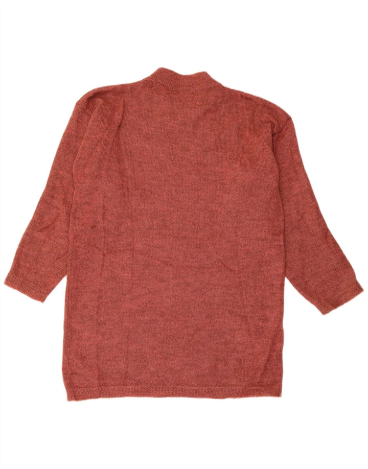 VINTAGE Womens Graphic Turtle Neck Jumper Sweater UK 14 Medium Maroon