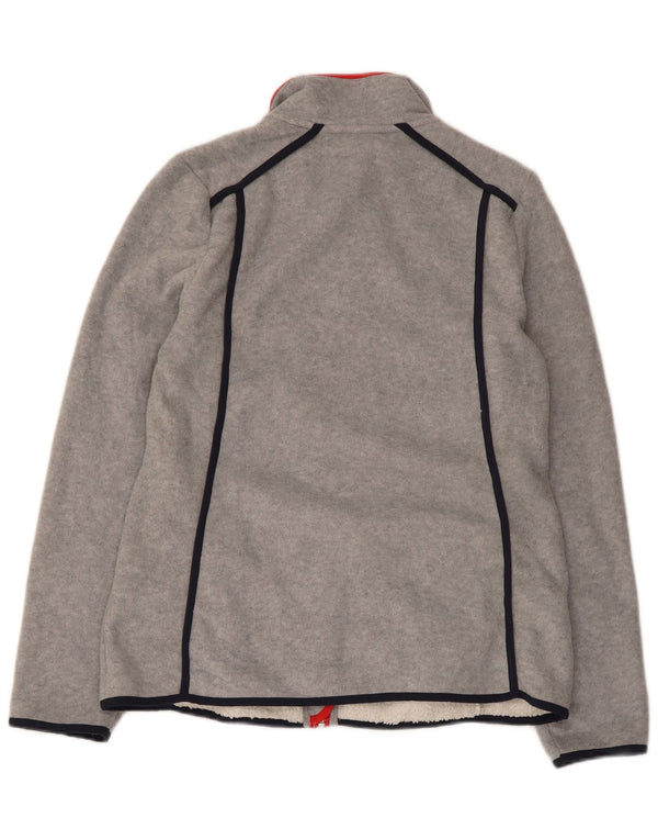 Nautica Womens Fleece Jacket UK 14 Large Grey Striped Polyester