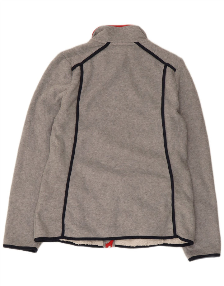 Nautica Womens Fleece Jacket UK 14 Large Grey Striped Polyester