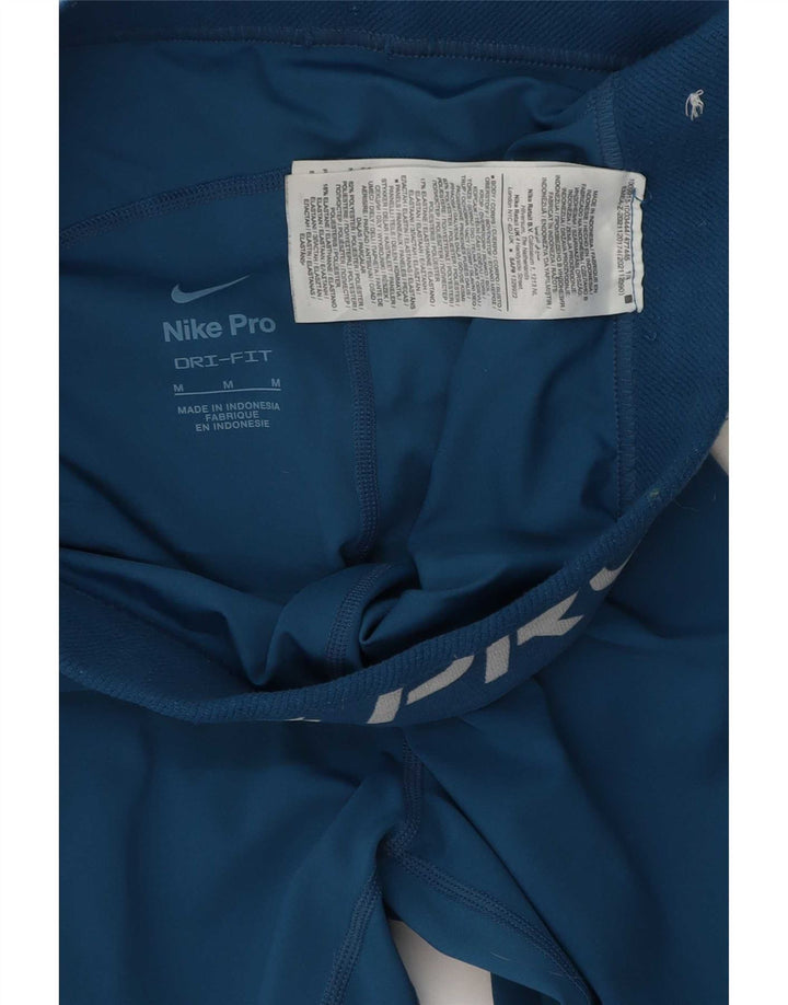 Nike Womens Dri Fit Graphic Leggings UK 12 Medium Blue Polyester