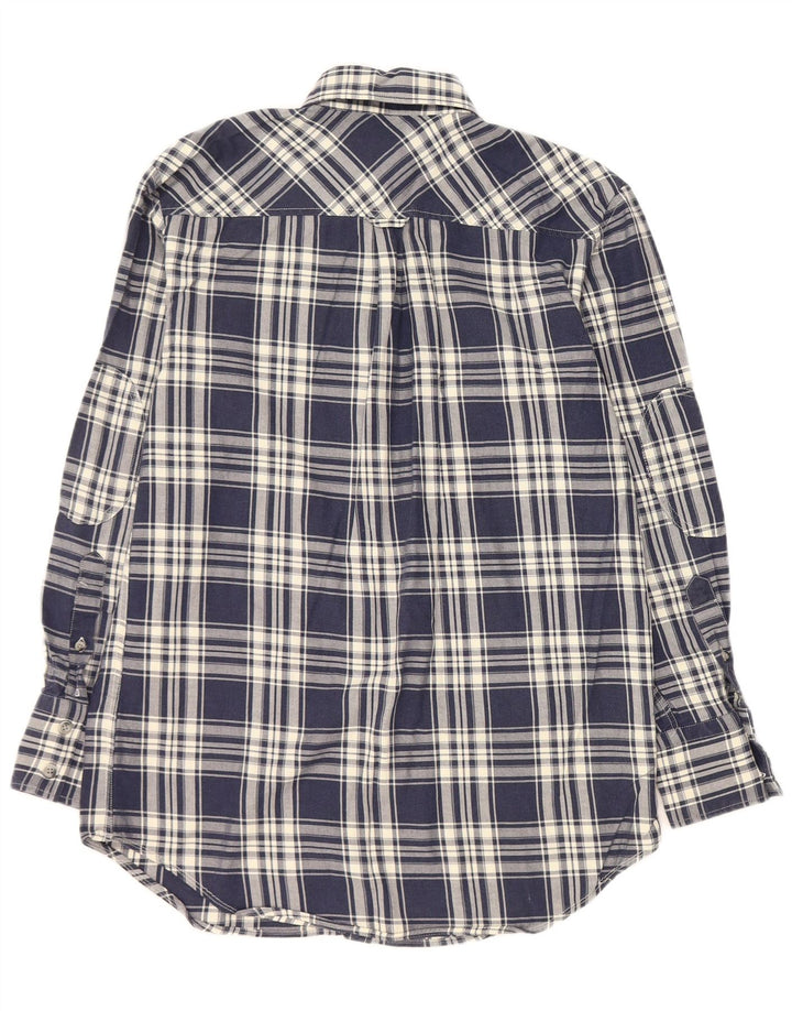 Gant Womens Flannel Shirt UK 10 Small Navy Blue Check Cotton
