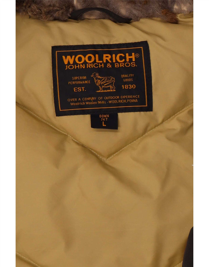 Woolrich Womens Hooded Padded Jacket UK 16 Large Brown