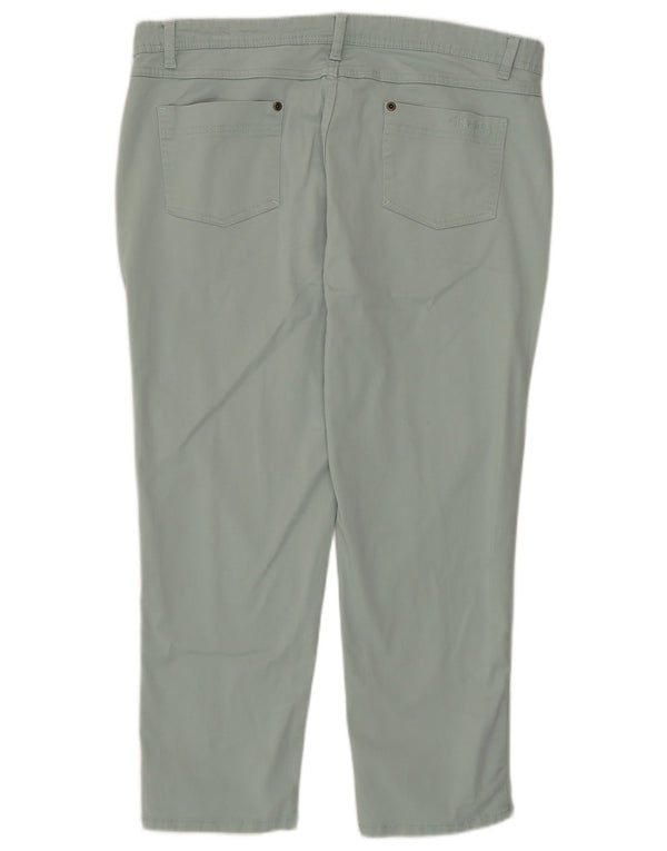 Weird Fish Womens Slim Fit Capri Trousers UK 14 Large W36 L23 Green Cotton