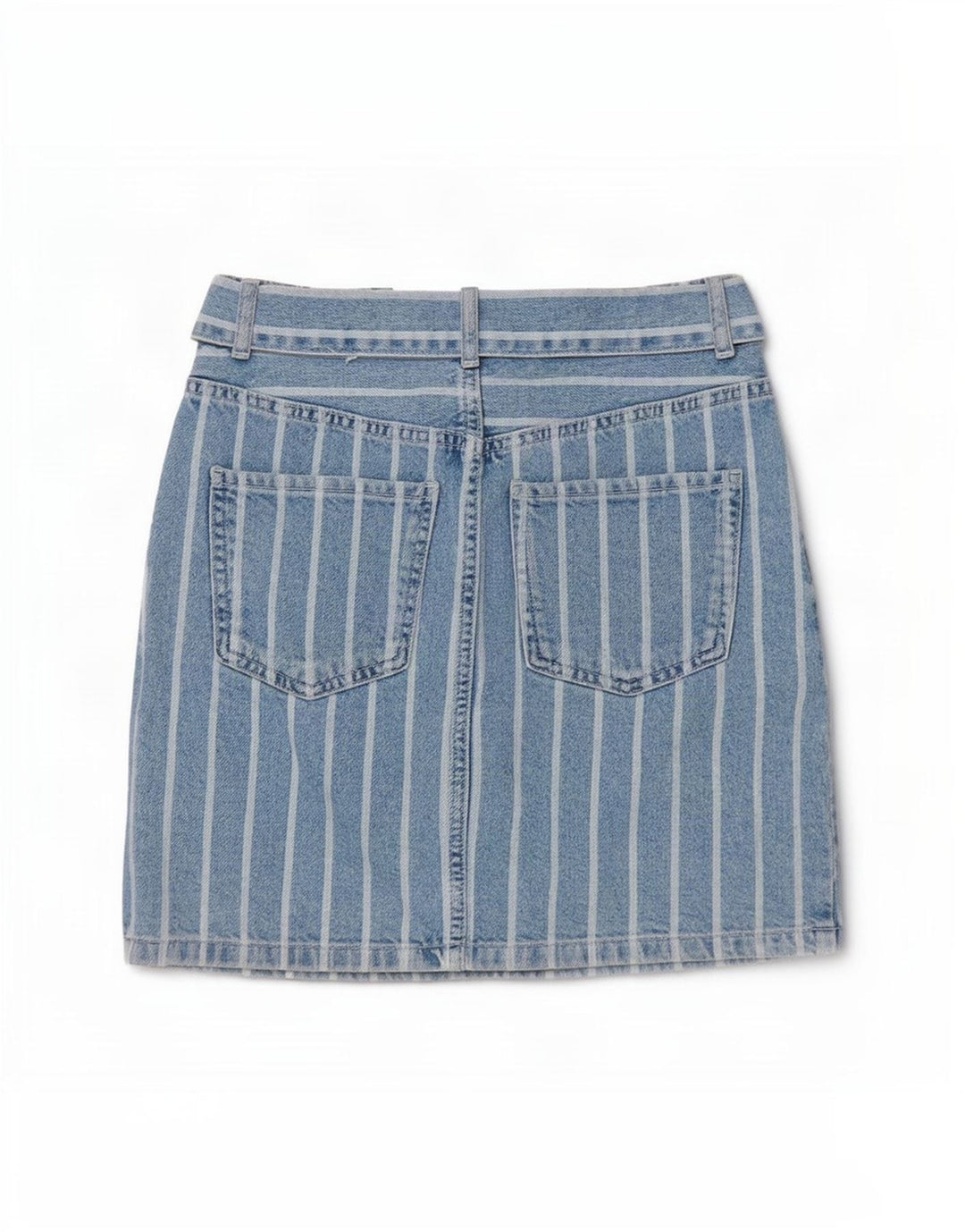 Benetton Womens Denim Skirt W26 Small Blue Striped