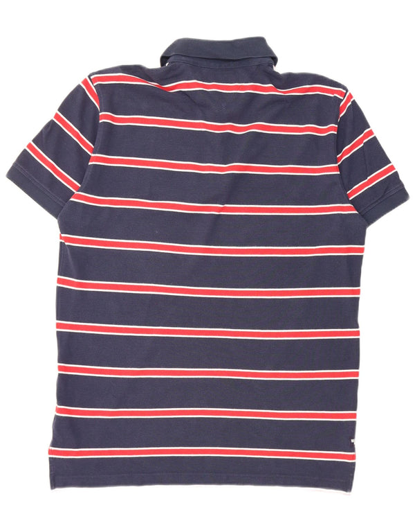 Tommy Hilfiger Mens Short Sleeve Polo Shirt Medium Navy Blue Striped