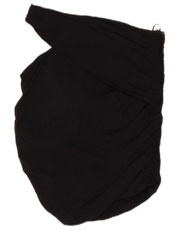 Zara Womens Crop One Shoulder Top UK 6 XS Black Viscose