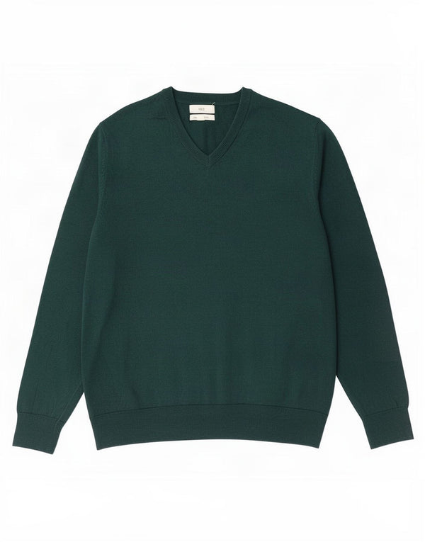 Marks & Spencer Mens V-Neck Jumper Sweater XL Green Cotton