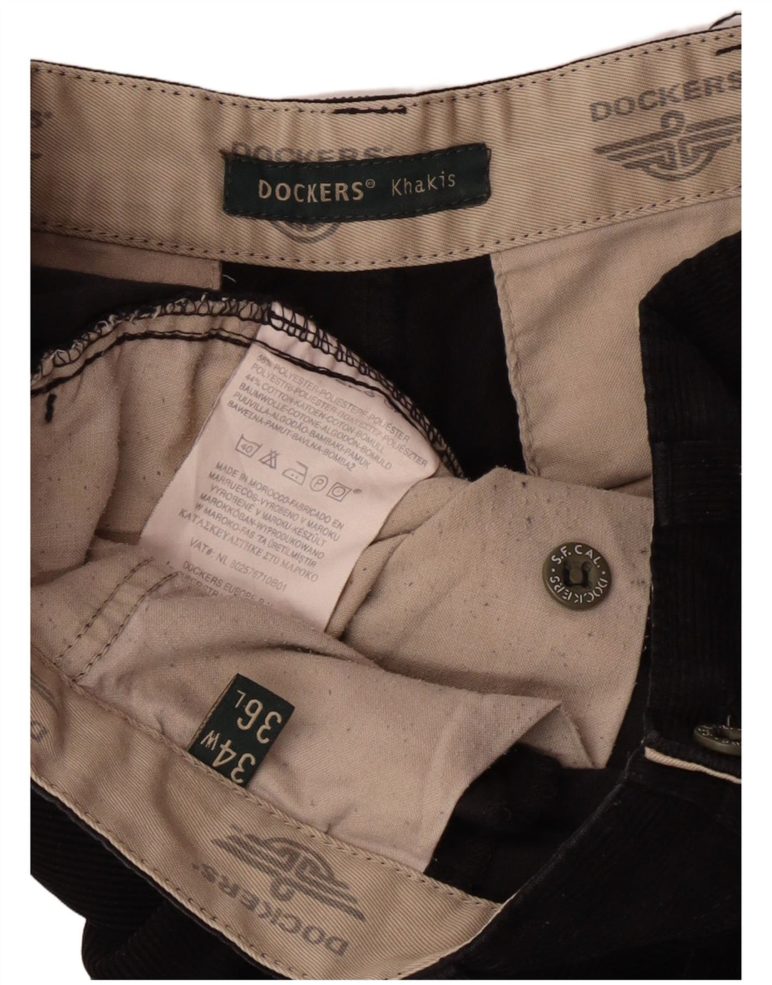 Dockers Mens Khakis Straight Corduroy Trousers W34 L32 Black Classic