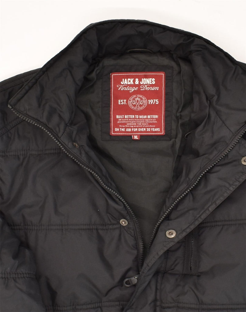 JACK & JONES Mens Padded Jacket UK 42 XL Black Nylon | Vintage Jack & Jones | Thrift | Second-Hand Jack & Jones | Used Clothing | Messina Hembry 