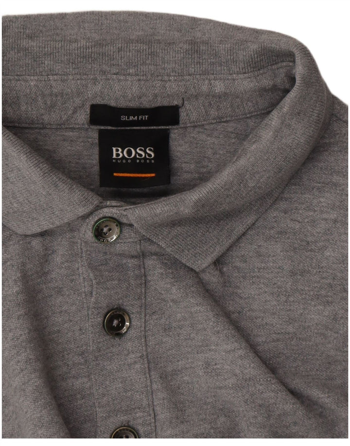 Hugo Boss Mens Slim Fit Polo Shirt Small Grey
