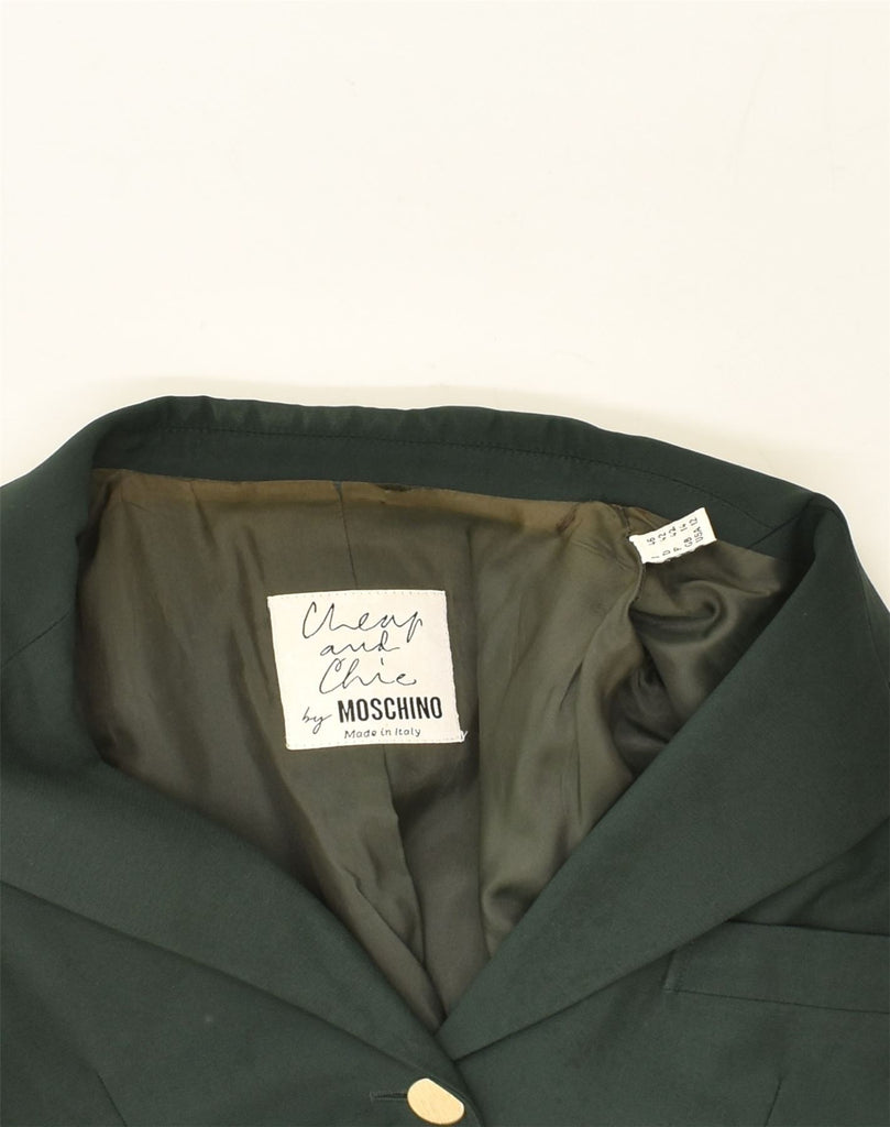 MOSCHINO Womens 3 Button Blazer Jacket UK 14 Large Green | Vintage Moschino | Thrift | Second-Hand Moschino | Used Clothing | Messina Hembry 