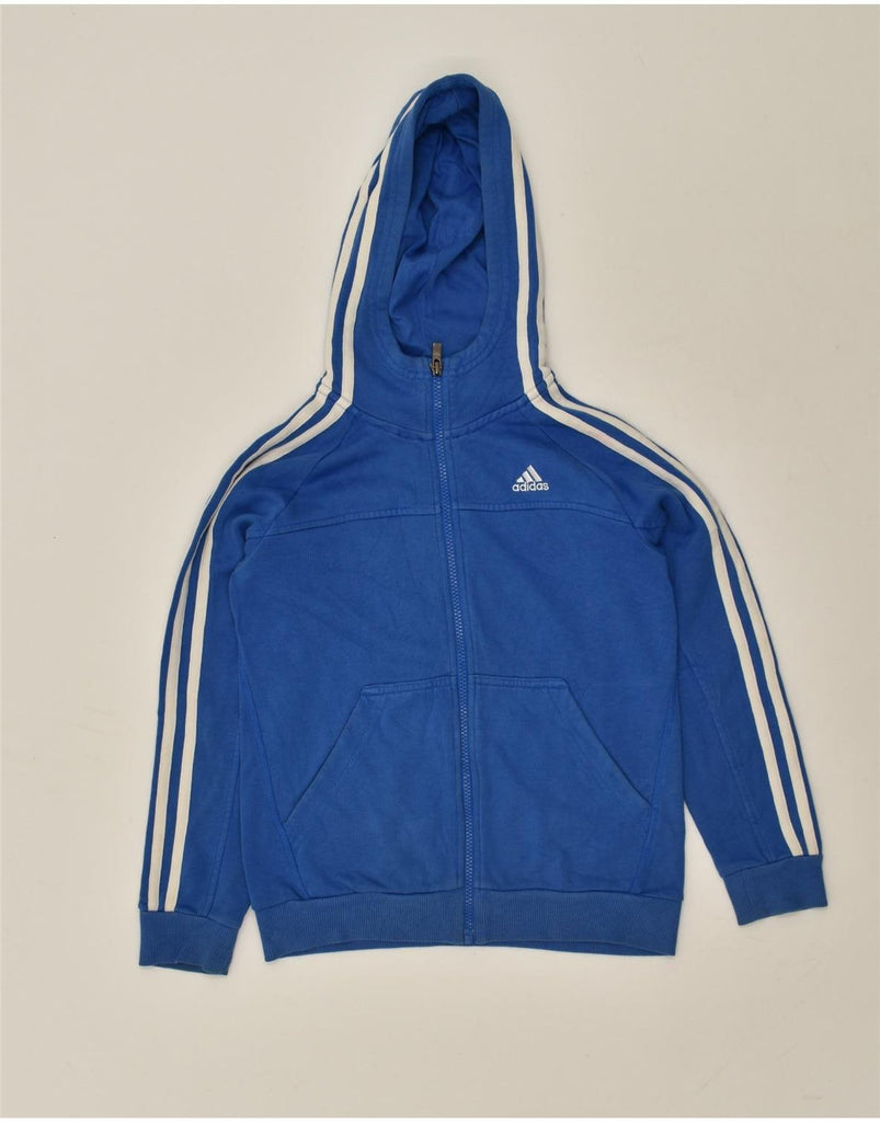 ADIDAS Boys Graphic Zip Hoodie Sweater 9-10 Years Blue Cotton | Vintage Adidas | Thrift | Second-Hand Adidas | Used Clothing | Messina Hembry 