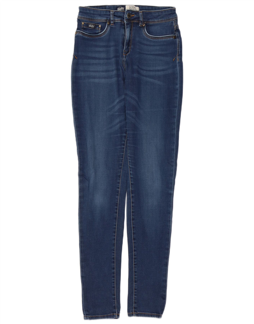 SUPERDRY Womens Sophia Skinny Jeans W26 L32 Blue Cotton