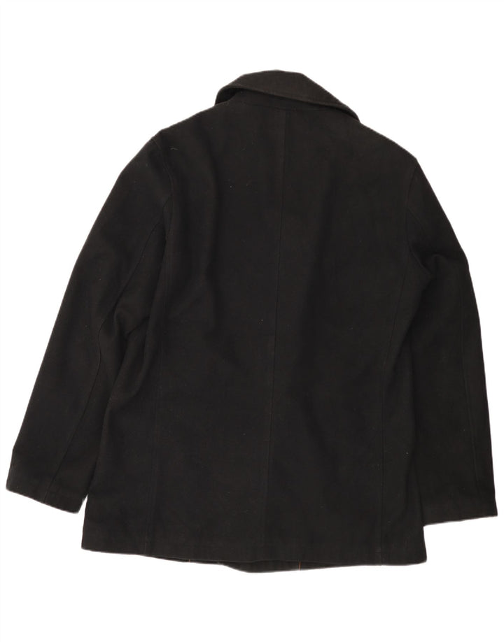 Marks & Spencer Mens Pea Coat UK 40 Large Black Polyester