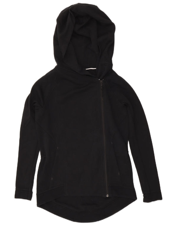 Nike Womens Oversized Zip Hoodie Sweater UK 6 XS Black Cotton