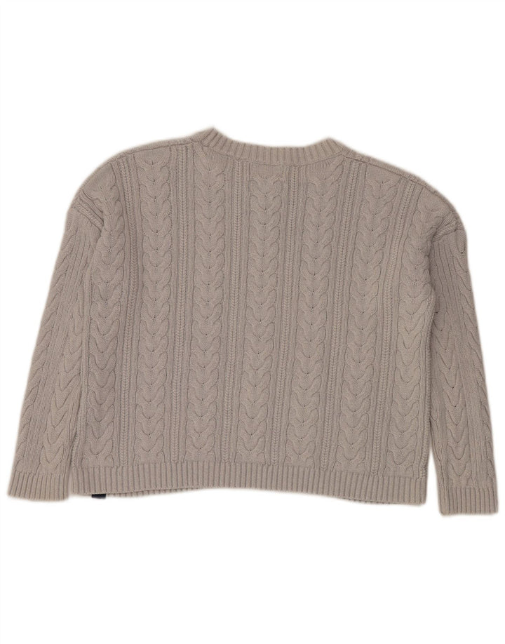 Superdry Womens Crop Oversized Crew Neck Jumper Sweater UK 10 Small Grey