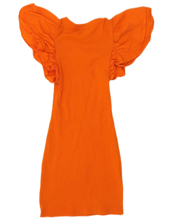 Zara Womens T-Shirt Dress UK 8 Small Orange Cotton