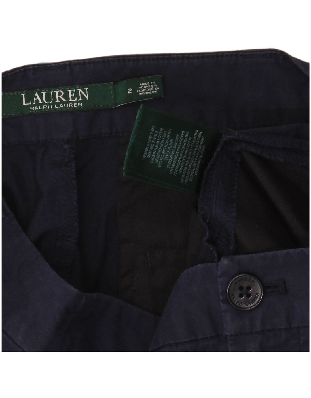 RALPH LAUREN Womens Wide Leg Cropped Trousers US 2 XS W28 L24 Navy Blue