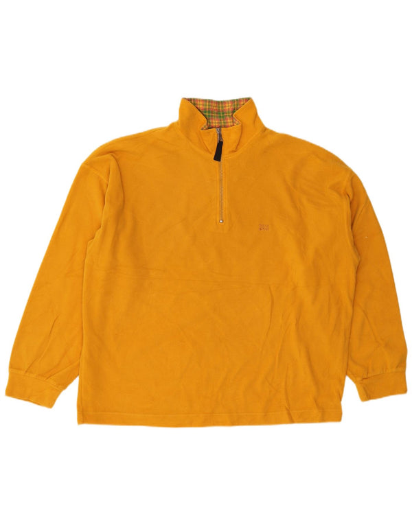 Think Pink Mens Zip Neck Fleece Jumper Large Yellow