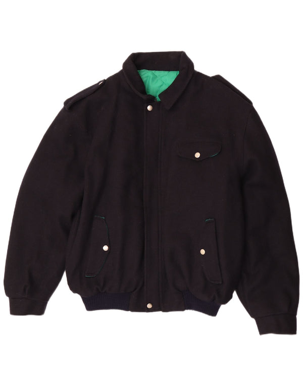 Vintage Mens Military Bomber Jacket UK 40 Large Navy Blue