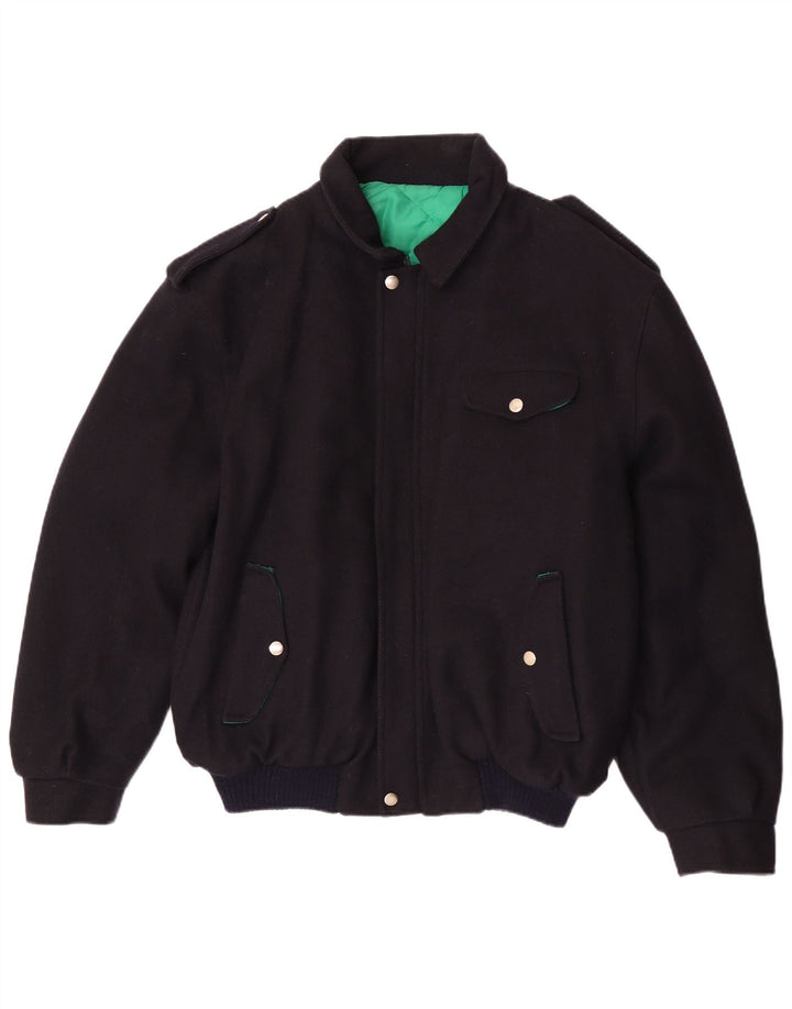 Vintage Mens Military Bomber Jacket UK 40 Large Navy Blue