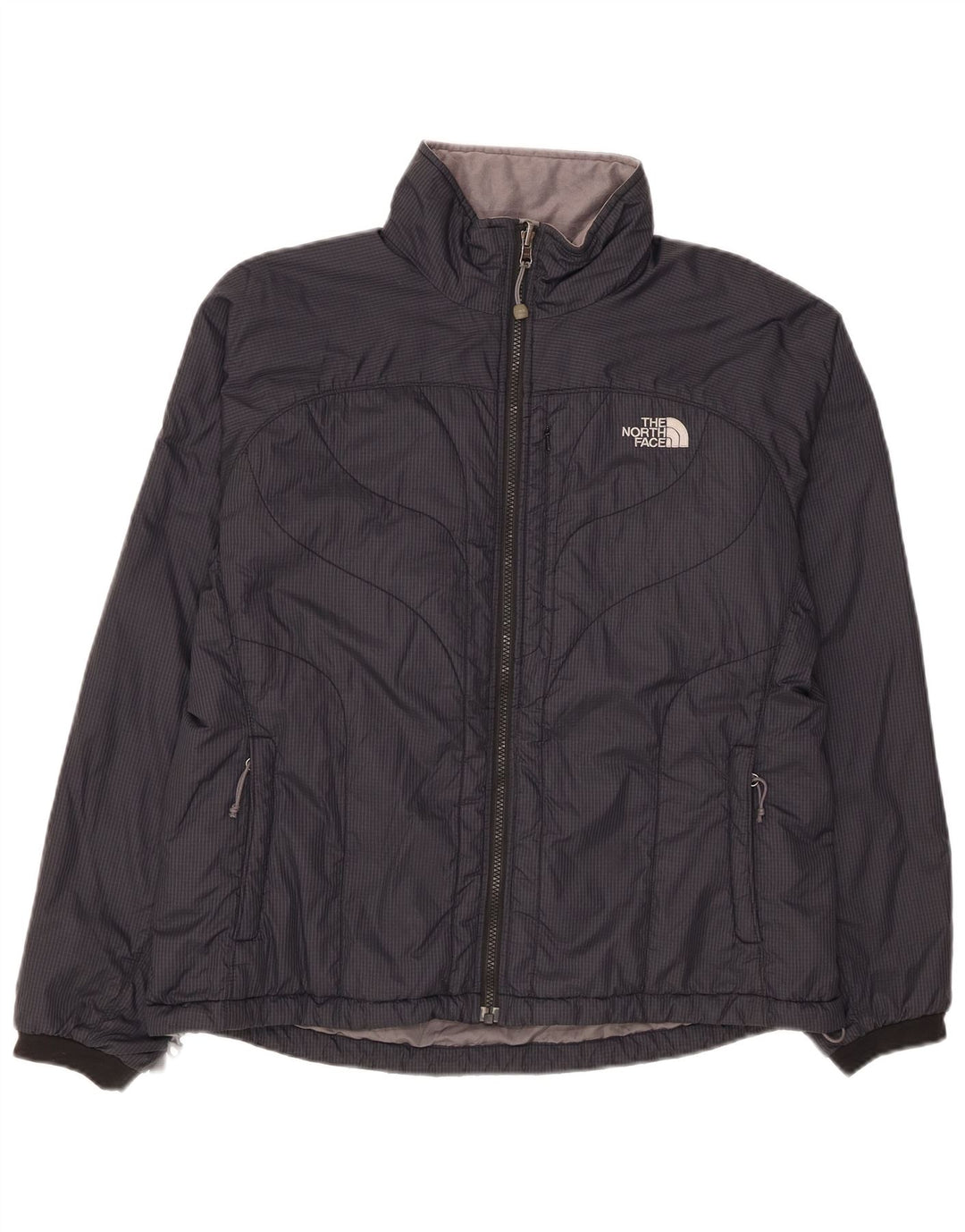 The North Face Womens Padded Jacket UK 16 Large Black Check Nylon
