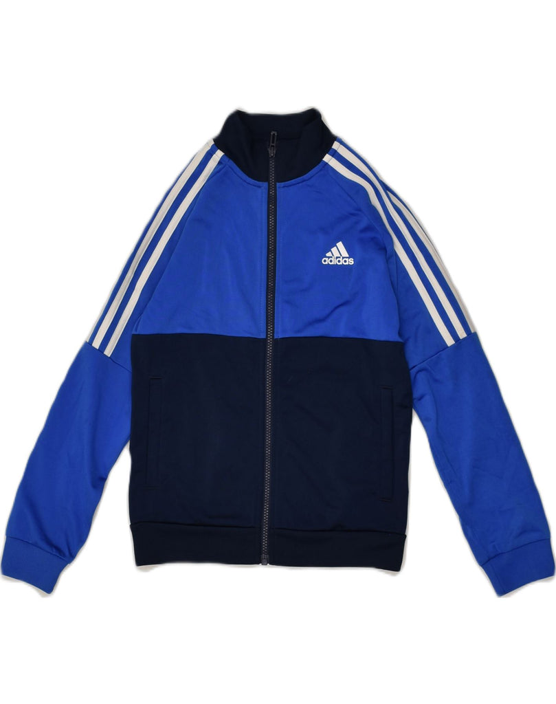 ADIDAS Boys Tracksuit Top Jacket 9-10 Years Blue Colourblock Polyester | Vintage Adidas | Thrift | Second-Hand Adidas | Used Clothing | Messina Hembry 